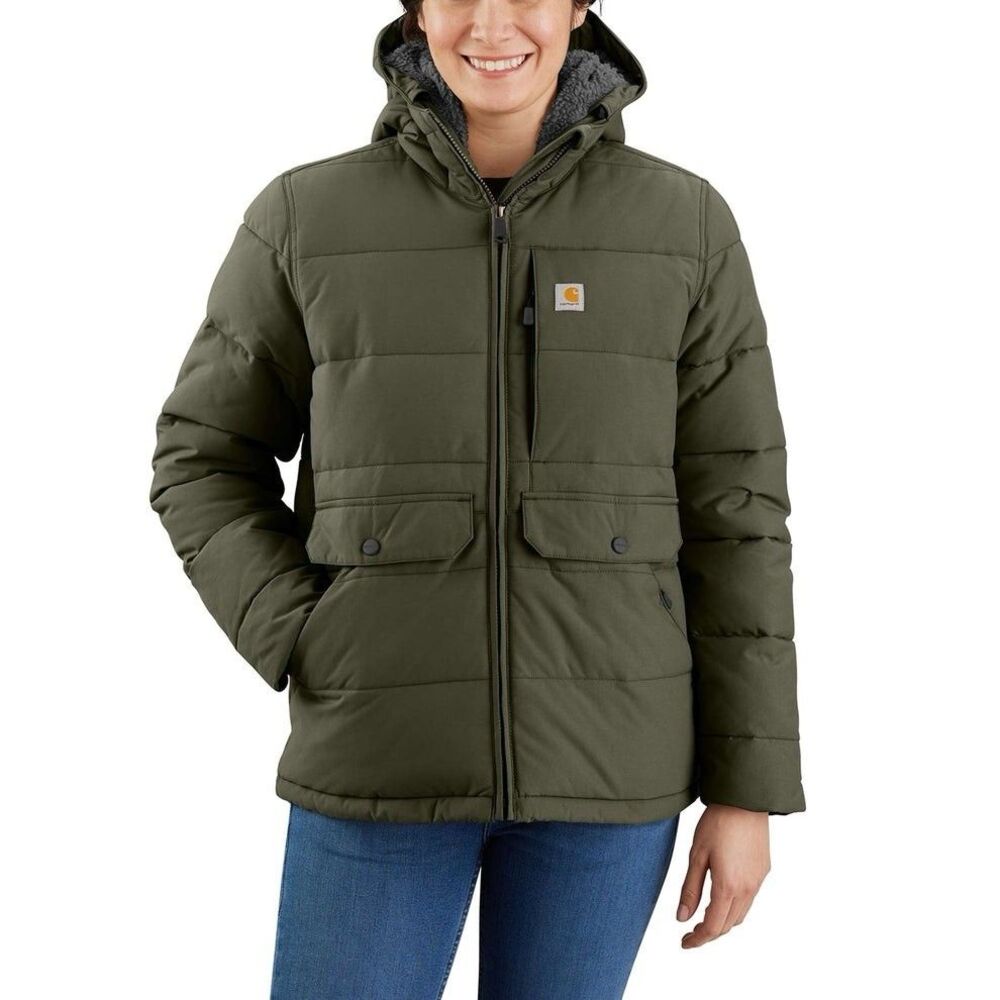 Carhartt Montana Puffer Jacket Women 1X Green Relaxed Fit Rain Defender NWOT